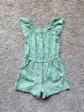 Cat & Jack Green Floral Toddler Romper 3T